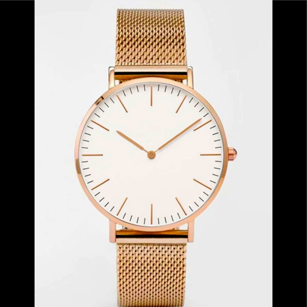 Rose Gold Mesh Strap Quartz Watch